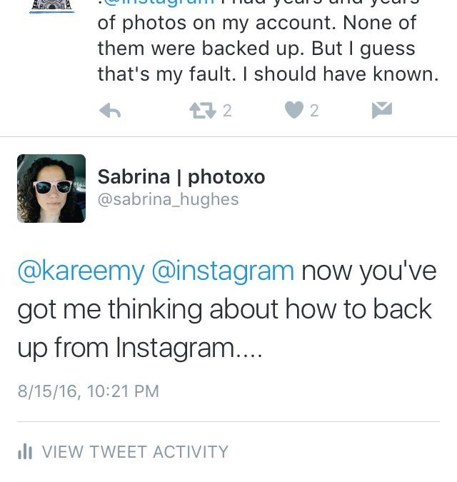 Instagram Can be Backed Up! With a little work…